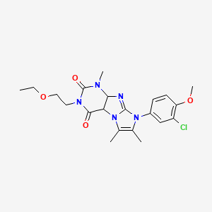 molecular formula C21H24ClN5O4 B2471442 8-(3-chloro-4-methoxyphenyl)-3-(2-ethoxyethyl)-1,6,7-trimethyl-1H,2H,3H,4H,8H-imidazo[1,2-g]purine-2,4-dione CAS No. 876673-32-4
