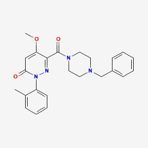 molecular formula C24H26N4O3 B2471455 6-(4-Benzylpiperazine-1-carbonyl)-5-methoxy-2-(2-methylphenyl)pyridazin-3-one CAS No. 941944-39-4