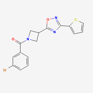 molecular formula C16H12BrN3O2S B2471457 (3-Bromophenyl)(3-(3-(thiophen-2-yl)-1,2,4-oxadiazol-5-yl)azetidin-1-yl)methanone CAS No. 1327231-94-6