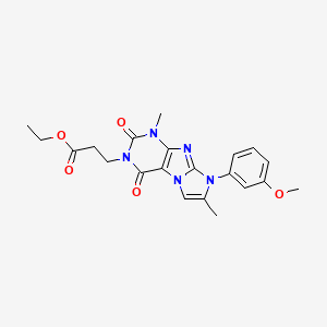 molecular formula C21H23N5O5 B2471470 ethyl 3-(8-(3-methoxyphenyl)-1,7-dimethyl-2,4-dioxo-1H-imidazo[2,1-f]purin-3(2H,4H,8H)-yl)propanoate CAS No. 896318-58-4