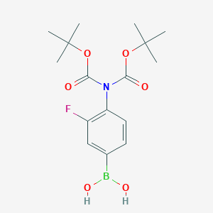 molecular formula C16H23BFNO6 B2471481 4-双(N-Boc)氨基-3-氟苯硼酸 CAS No. 2377609-87-3
