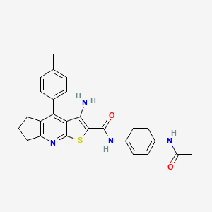 molecular formula C26H24N4O2S B2471484 N-(4-acetamidophenyl)-3-amino-4-(p-tolyl)-6,7-dihydro-5H-cyclopenta[b]thieno[3,2-e]pyridine-2-carboxamide CAS No. 780794-20-9