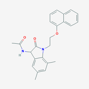 N-{5,7-dimethyl-1-[2-(1-naphthyloxy)ethyl]-2-oxo-2,3-dihydro-1H-indol-3-yl}acetamide