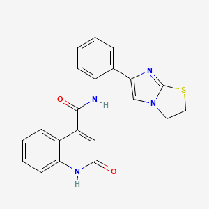 molecular formula C21H16N4O2S B2471528 N-(2-(2,3-二氢咪唑并[2,1-b]噻唑-6-基)苯基)-2-羟基喹啉-4-甲酰胺 CAS No. 2034289-59-1
