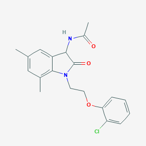 molecular formula C20H21ClN2O3 B247153 N-{1-[2-(2-chlorophenoxy)ethyl]-5,7-dimethyl-2-oxo-2,3-dihydro-1H-indol-3-yl}acetamide 