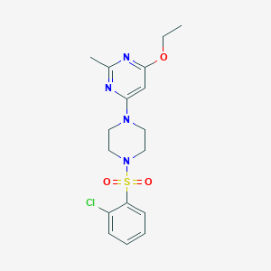 molecular formula C17H21ClN4O3S B2471531 4-(4-((2-Chlorophenyl)sulfonyl)piperazin-1-yl)-6-ethoxy-2-methylpyrimidine CAS No. 1021041-83-7
