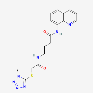 molecular formula C17H19N7O2S B2471534 4-(2-((1-methyl-1H-tetrazol-5-yl)thio)acetamido)-N-(quinolin-8-yl)butanamide CAS No. 1251578-89-8