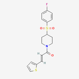 molecular formula C18H18FNO3S2 B2471535 (E)-1-(4-((4-fluorophenyl)sulfonyl)piperidin-1-yl)-3-(thiophen-2-yl)prop-2-en-1-one CAS No. 1448139-55-6