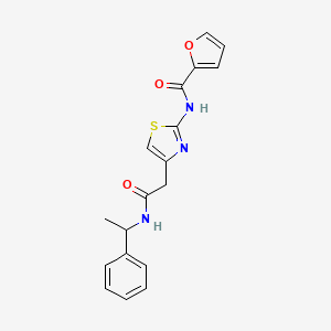 molecular formula C18H17N3O3S B2471560 N-(4-(2-oxo-2-((1-phenylethyl)amino)ethyl)thiazol-2-yl)furan-2-carboxamide CAS No. 923686-94-6