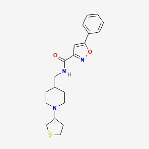 molecular formula C20H25N3O2S B2471561 5-苯基-N-((1-(四氢噻吩-3-基)哌啶-4-基)甲基)异恶唑-3-甲酰胺 CAS No. 2034325-23-8