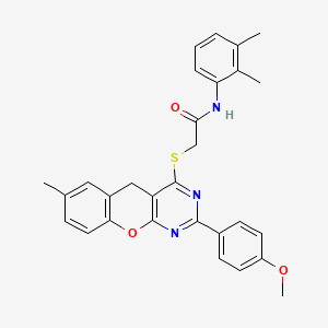 molecular formula C29H27N3O3S B2471567 N-(2,3-dimethylphenyl)-2-((2-(4-methoxyphenyl)-7-methyl-5H-chromeno[2,3-d]pyrimidin-4-yl)thio)acetamide CAS No. 866340-78-5
