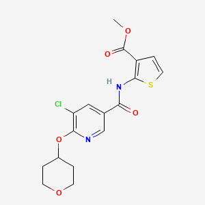 molecular formula C17H17ClN2O5S B2471573 methyl 2-(5-chloro-6-((tetrahydro-2H-pyran-4-yl)oxy)nicotinamido)thiophene-3-carboxylate CAS No. 1903871-67-9