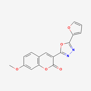 molecular formula C16H10N2O5 B2471579 3-[5-(furan-2-yl)-1,3,4-oxadiazol-2-yl]-7-methoxy-2H-chromen-2-one CAS No. 2309188-59-6