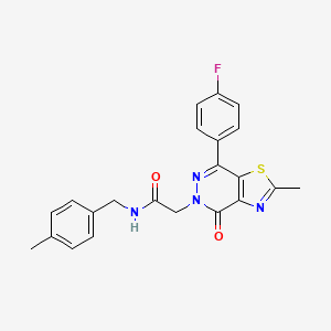 molecular formula C22H19FN4O2S B2471582 2-(7-(4-fluorophenyl)-2-methyl-4-oxothiazolo[4,5-d]pyridazin-5(4H)-yl)-N-(4-methylbenzyl)acetamide CAS No. 941949-63-9