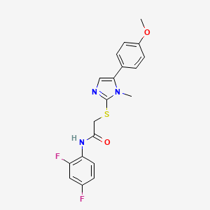 molecular formula C19H17F2N3O2S B2471591 N-(2,4-difluorophenyl)-2-((5-(4-methoxyphenyl)-1-methyl-1H-imidazol-2-yl)thio)acetamide CAS No. 941880-05-3