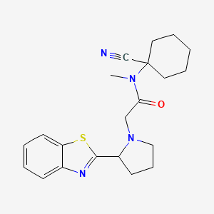 molecular formula C21H26N4OS B2471597 2-[2-(1,3-benzothiazol-2-yl)pyrrolidin-1-yl]-N-(1-cyanocyclohexyl)-N-methylacetamide CAS No. 1118830-85-5