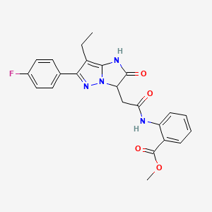 molecular formula C23H21FN4O4 B2471600 methyl 2-(2-(7-ethyl-6-(4-fluorophenyl)-2-oxo-2,3-dihydro-1H-imidazo[1,2-b]pyrazol-3-yl)acetamido)benzoate CAS No. 1421452-07-4