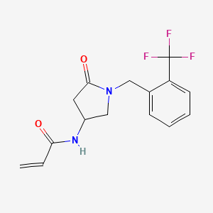 molecular formula C15H15F3N2O2 B2471602 N-(5-oxo-1-{[2-(trifluoromethyl)phenyl]methyl}pyrrolidin-3-yl)prop-2-enamide CAS No. 2094261-41-1