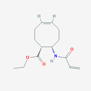 molecular formula C14H21NO3 B2471603 Ethyl (1R,4Z,8S)-8-(prop-2-enoylamino)cyclooct-4-ene-1-carboxylate CAS No. 2411177-30-3