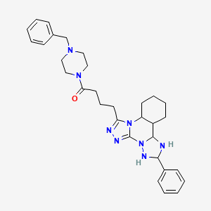 molecular formula C31H30N8O B2471605 1-(4-Benzylpiperazin-1-yl)-4-(9-phenyl-2,4,5,7,8,10-hexazatetracyclo[10.4.0.02,6.07,11]hexadeca-3,5-dien-3-yl)butan-1-one CAS No. 902622-24-6