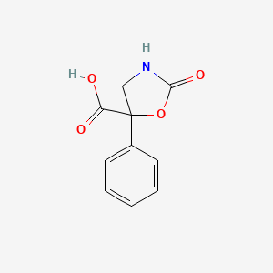 molecular formula C10H9NO4 B2471612 2-Oxo-5-phenyl-1,3-oxazolidine-5-carboxylic acid CAS No. 2248395-17-5