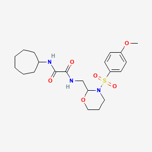 molecular formula C21H31N3O6S B2471616 N1-cycloheptyl-N2-((3-((4-methoxyphenyl)sulfonyl)-1,3-oxazinan-2-yl)methyl)oxalamide CAS No. 872880-80-3