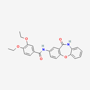 molecular formula C24H22N2O5 B2471617 3,4-二乙氧基-N-(11-氧代-10,11-二氢二苯并[b,f][1,4]恶杂环庚-2-基)苯甲酰胺 CAS No. 922030-24-8