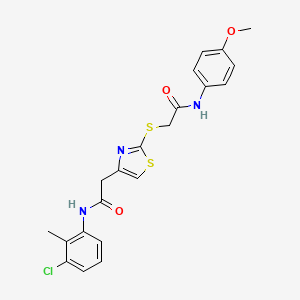 molecular formula C21H20ClN3O3S2 B2471621 N-(3-chloro-2-methylphenyl)-2-(2-((2-((4-methoxyphenyl)amino)-2-oxoethyl)thio)thiazol-4-yl)acetamide CAS No. 941980-50-3