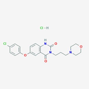 molecular formula C21H23Cl2N3O4 B2471631 6-(4-Chlorophenoxy)-3-(3-morpholin-4-ylpropyl)-1H-quinazoline-2,4-dione;hydrochloride CAS No. 2551118-89-7