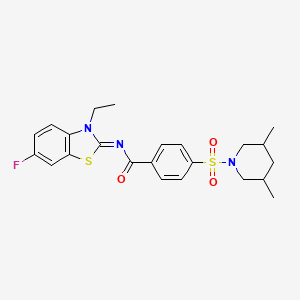 molecular formula C23H26FN3O3S2 B2471636 (E)-4-((3,5-二甲基哌啶-1-基)磺酰基)-N-(3-乙基-6-氟苯并[d]噻唑-2(3H)-亚甲基)苯甲酰胺 CAS No. 850910-27-9