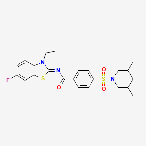 molecular formula C23H26FN3O3S2 B2471636 (E)-4-((3,5-dimetilpiperidin-1-il)sulfonil)-N-(3-etil-6-fluorobenzo[d]tiazol-2(3H)-ilideno)benzamida CAS No. 850910-27-9