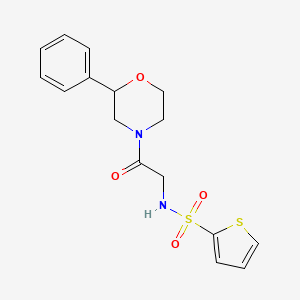 molecular formula C16H18N2O4S2 B2471639 N-(2-氧代-2-(2-苯基吗啉)乙基)噻吩-2-磺酰胺 CAS No. 953955-89-0