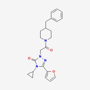 molecular formula C23H26N4O3 B2471643 1-(2-(4-benzylpiperidin-1-yl)-2-oxoethyl)-4-cyclopropyl-3-(furan-2-yl)-1H-1,2,4-triazol-5(4H)-one CAS No. 1797260-94-6
