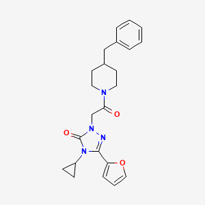 molecular formula C23H26N4O3 B2471643 1-(2-(4-苄基哌啶-1-基)-2-氧代乙基)-4-环丙基-3-(呋喃-2-基)-1H-1,2,4-三唑-5(4H)-酮 CAS No. 1797260-94-6