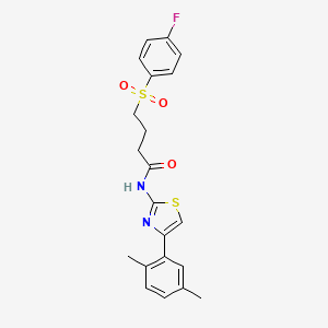 molecular formula C21H21FN2O3S2 B2471644 N-(4-(2,5-dimethylphenyl)thiazol-2-yl)-4-((4-fluorophenyl)sulfonyl)butanamide CAS No. 922855-70-7