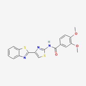 molecular formula C19H15N3O3S2 B2471645 N-(4-(benzo[d]thiazol-2-yl)thiazol-2-yl)-3,4-dimethoxybenzamide CAS No. 477486-43-4