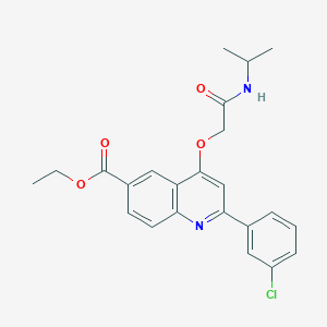 molecular formula C23H23ClN2O4 B2471652 Ethyl 2-(3-chlorophenyl)-4-(2-(isopropylamino)-2-oxoethoxy)quinoline-6-carboxylate CAS No. 1114835-77-6