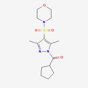 molecular formula C15H23N3O4S B2471654 3,5-二甲基-4-(吗啉-4-磺酰基)吡唑基环戊酮 CAS No. 1019105-35-1