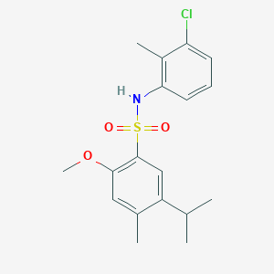 molecular formula C18H22ClNO3S B2471658 N-(3-chloro-2-methylphenyl)-2-methoxy-4-methyl-5-(propan-2-yl)benzene-1-sulfonamide CAS No. 2415454-39-4