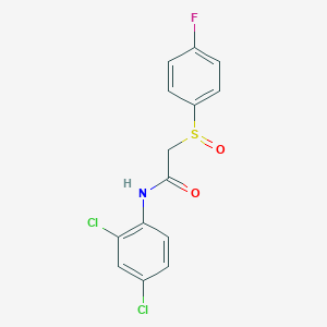 molecular formula C14H10Cl2FNO2S B2471666 N-(2,4-dichlorophenyl)-2-[(4-fluorophenyl)sulfinyl]acetamide CAS No. 339107-62-9