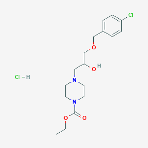 molecular formula C17H26Cl2N2O4 B2471676 Ethyl 4-{3-[(4-chlorobenzyl)oxy]-2-hydroxypropyl}-1-piperazinecarboxylate hydrochloride CAS No. 473805-08-2