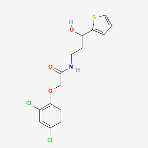 molecular formula C15H15Cl2NO3S B2471679 2-(2,4-dichlorophenoxy)-N-(3-hydroxy-3-(thiophen-2-yl)propyl)acetamide CAS No. 1421467-31-3