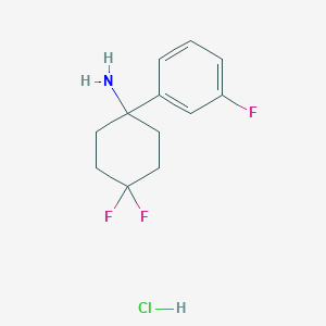 molecular formula C12H15ClF3N B2471684 4,4-二氟-1-(3-氟苯基)环己胺盐酸盐 CAS No. 2197056-83-8