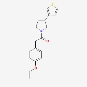 molecular formula C18H21NO2S B2471686 2-(4-Ethoxyphenyl)-1-(3-(thiophen-3-yl)pyrrolidin-1-yl)ethan-1-one CAS No. 2177365-68-1