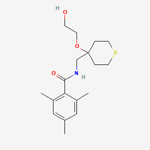 N-((4-(2-hydroxyethoxy)tetrahydro-2H-thiopyran-4-yl)methyl)-2,4,6-trimethylbenzamide