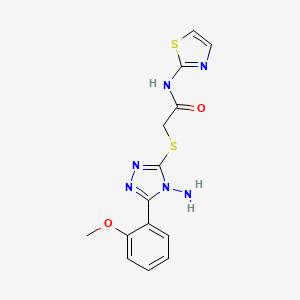 molecular formula C14H14N6O2S2 B2471688 2-{[4-氨基-5-(2-甲氧基苯基)-4H-1,2,4-三唑-3-基]硫代}-N-(1,3-噻唑-2-基)乙酰胺 CAS No. 905781-72-8