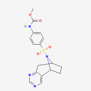 molecular formula C17H18N4O4S B2471695 methyl (4-(((5R,8S)-6,7,8,9-tetrahydro-5H-5,8-epiminocyclohepta[d]pyrimidin-10-yl)sulfonyl)phenyl)carbamate CAS No. 1904411-53-5