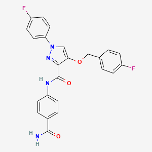 molecular formula C24H18F2N4O3 B2471698 N-(4-氨基苯甲酰基)-4-((4-氟苄基)氧基)-1-(4-氟苯基)-1H-吡唑-3-甲酰胺 CAS No. 1172911-94-2