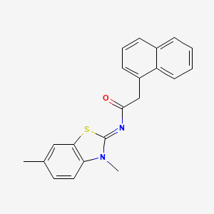 molecular formula C21H18N2OS B2471705 (E)-N-(3,6-二甲基苯并[d]噻唑-2(3H)-亚甲基)-2-(萘-1-基)乙酰胺 CAS No. 477511-71-0