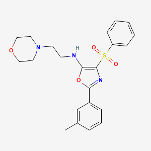 molecular formula C22H25N3O4S B2471707 N-(2-吗啉乙基)-4-(苯磺酰基)-2-(间甲苯基)恶唑-5-胺 CAS No. 862740-06-5